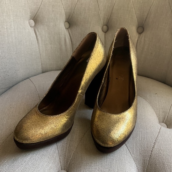 Colin Stuart Gold Chunky Heels - Picture 7 of 8